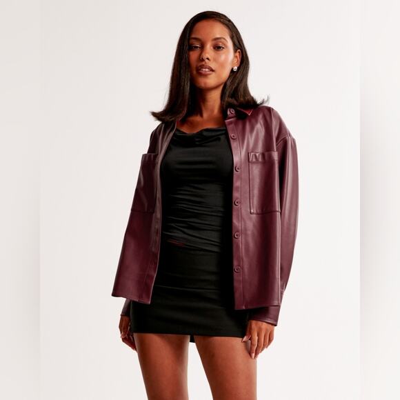 Abercrombie faux leather shacket button down jacket - Picture 7 of 9